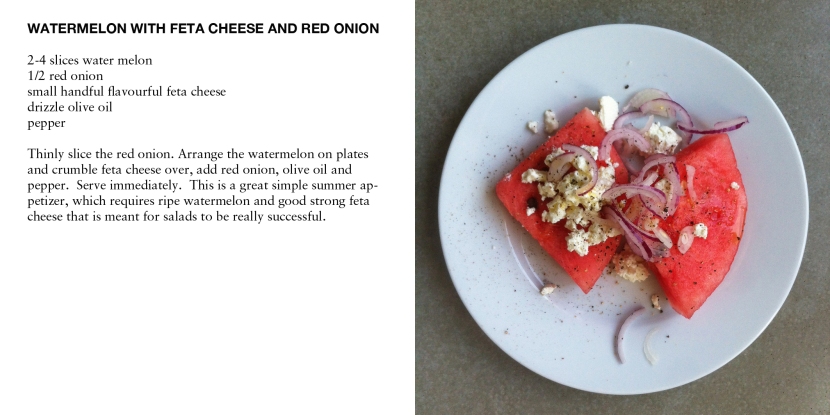 WATERMELON WITH FETA CHEESE AND RED ONION